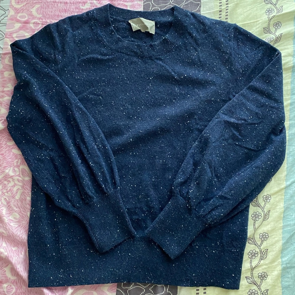 EVELANE Women's Cashmere Navy Speckled Sweater